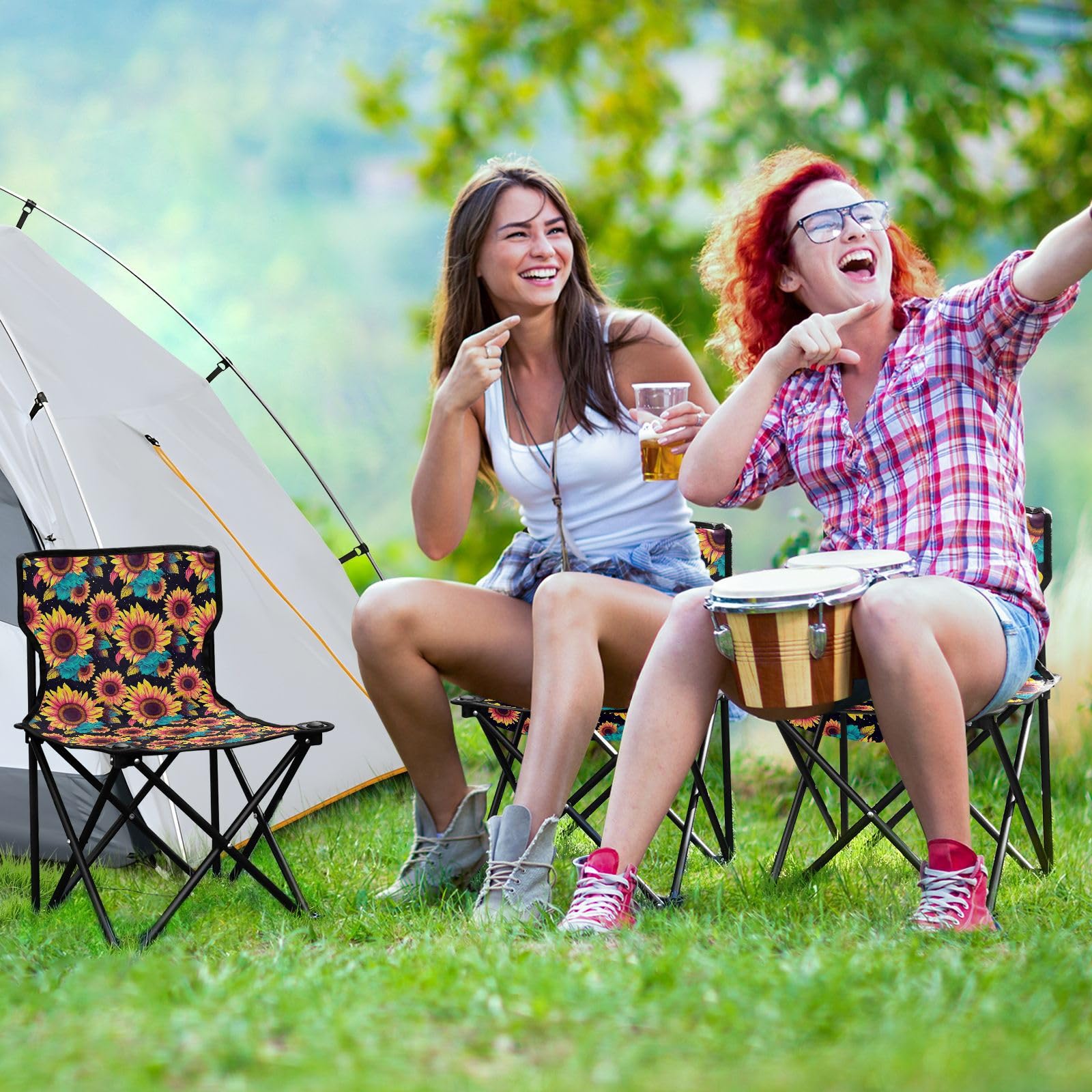 Amazon.com : Outdoor Folding Sunflower Flower Camping Chairs for